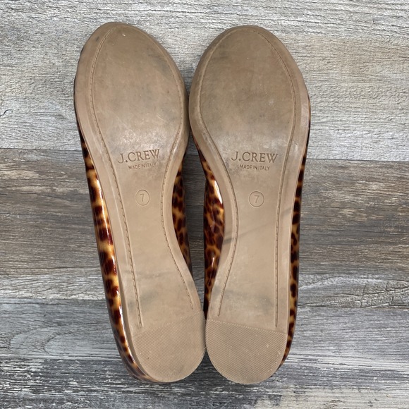 J. Crew sz 7 Tortoise Cece Patent Leather Ballet Flats Leopard Italy 49254 Sz 7 - Picture 10 of 11